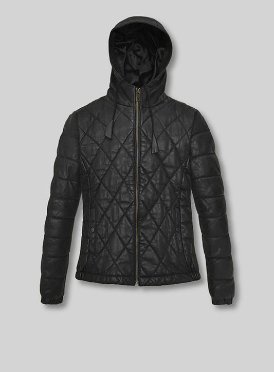 Hooded Leather Jacket # 510