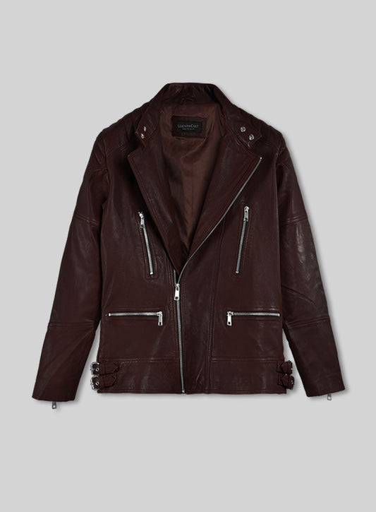 Shotgun Burgundy Moto Leather Jacket