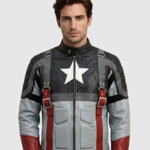 Men's Black & Grey Biker Leather Jacket – Motorcycle Casual Style
