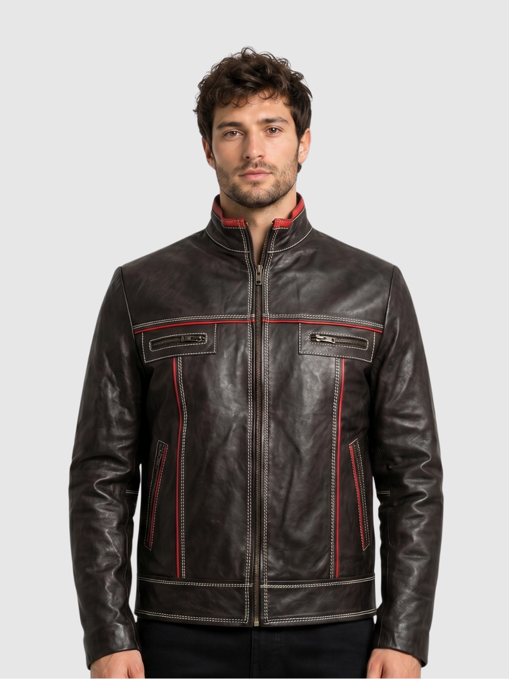 Men's Brown Biker Leather Jacket – Motorcycle Casual Style