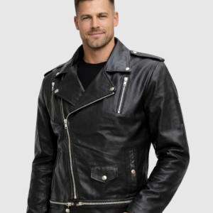 Men's Black Biker Leather Jacket – Motorcycle Casual Style
