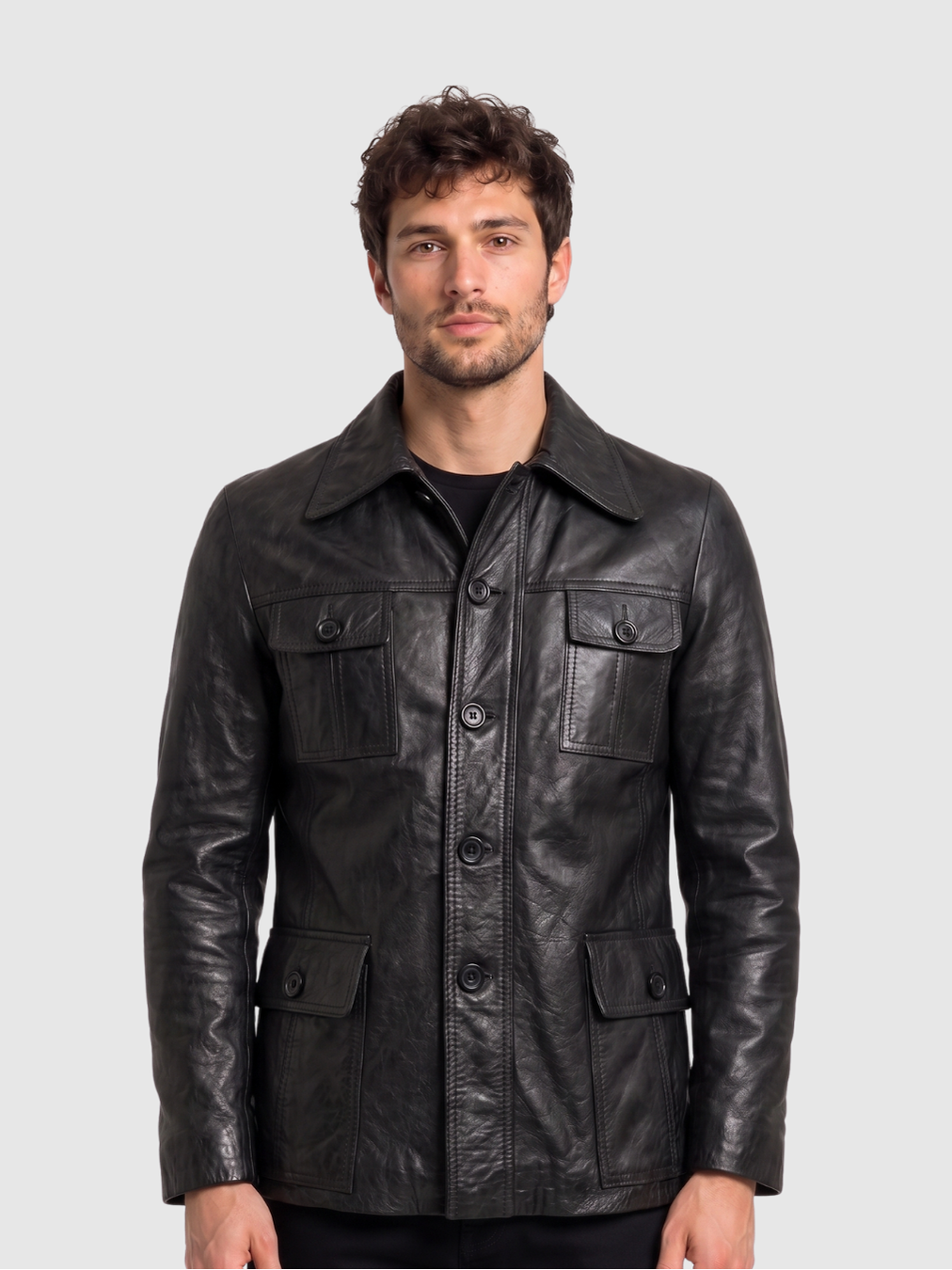 Men's Black Biker Leather Jacket – Motorcycle Casual Style