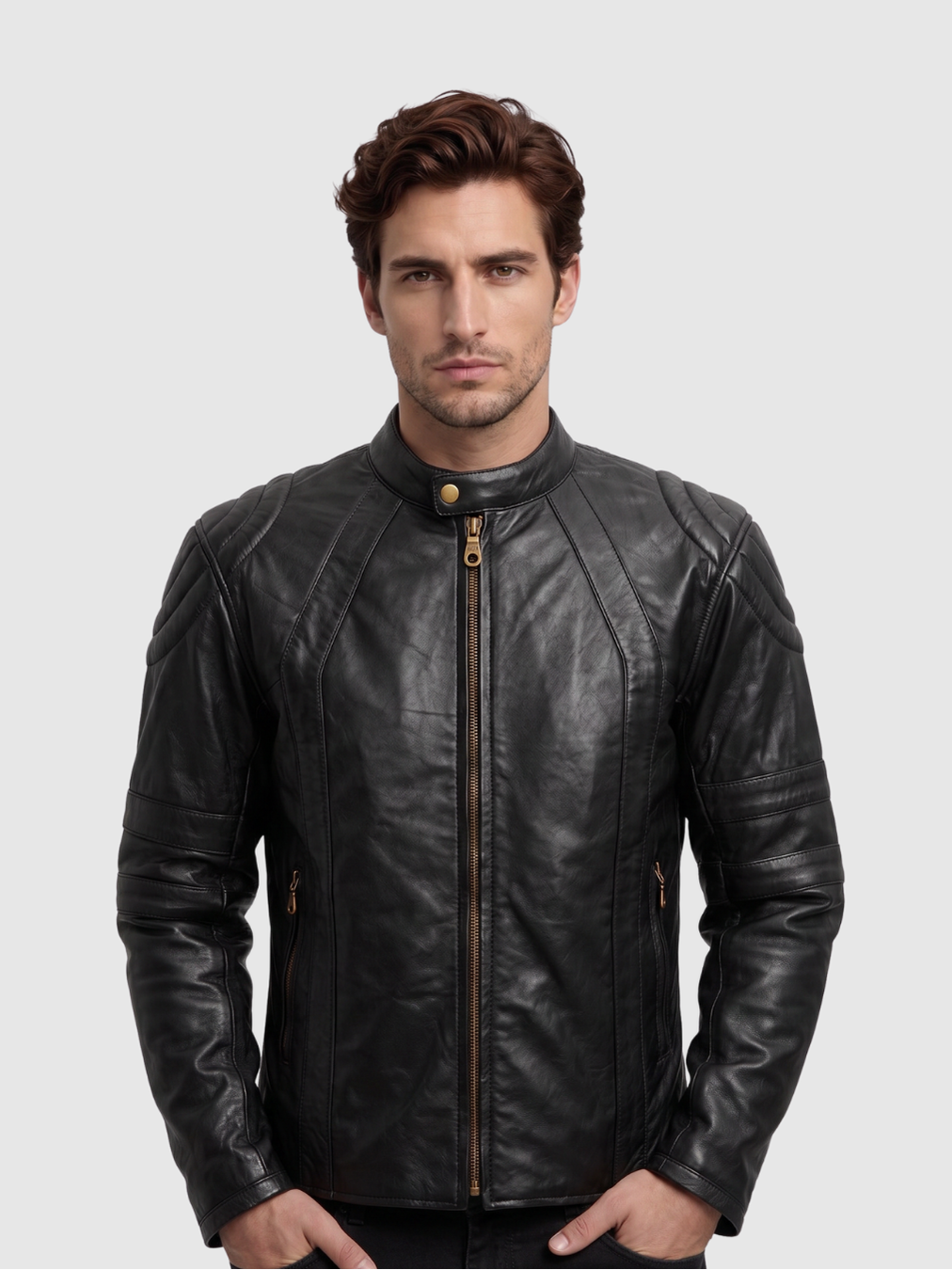 Men's Black Leather Jacket – Classic Casual Style