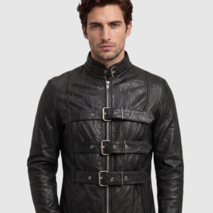 Men's Black Trench Leather Coat – Longline Winter Style