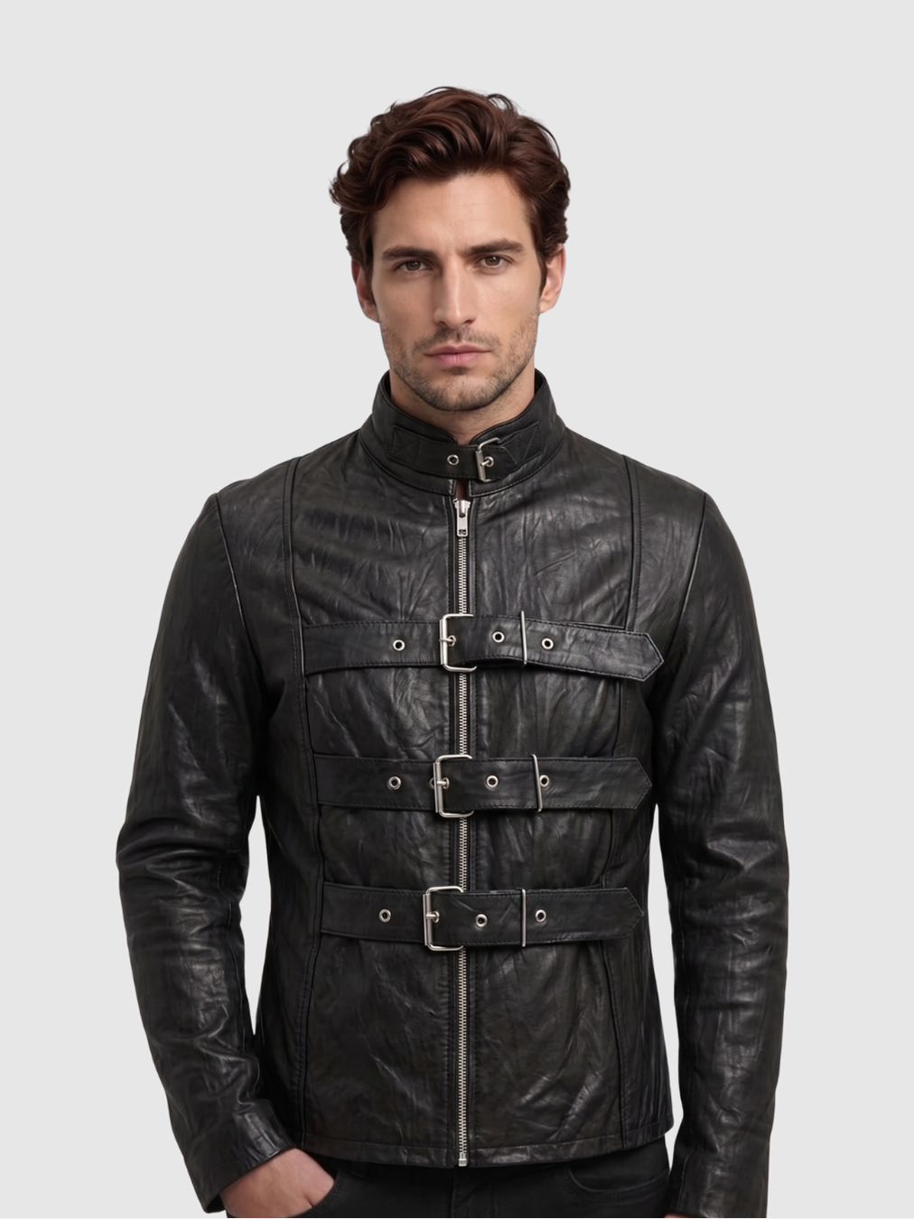 Men's Black Trench Leather Coat – Longline Winter Style