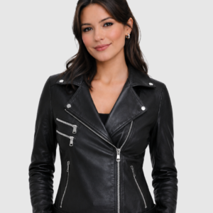 Women's Black Biker Leather Jacket – Motorcycle Casual Style