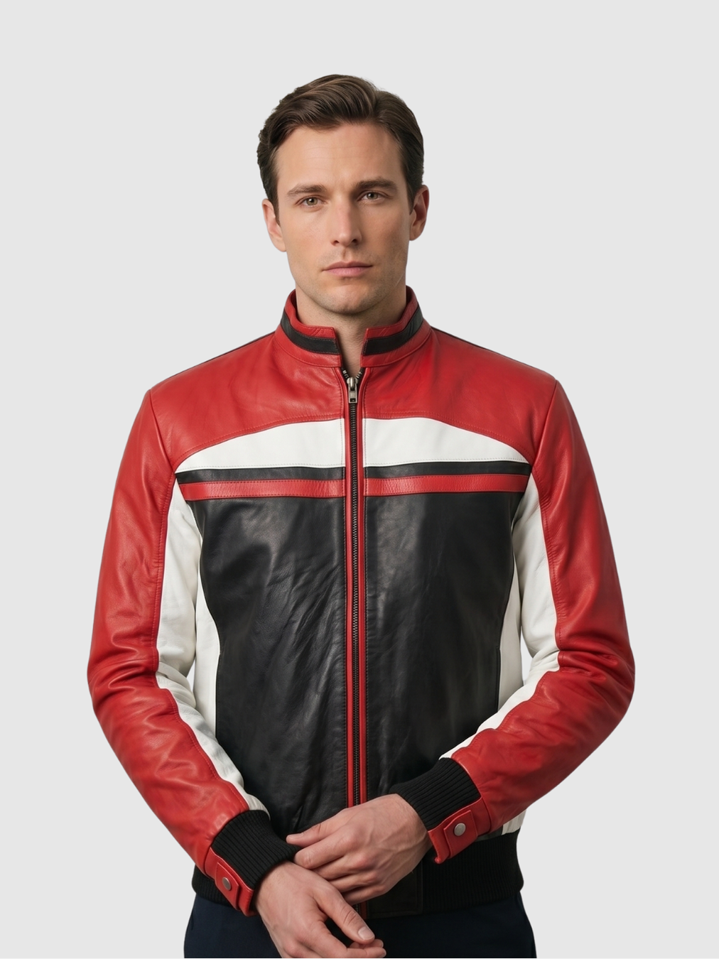 Men's Bomber Leather Jacket – Casual Streetwear Style