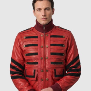 Men's Redish Bomber Leather Jacket – Casual Streetwear Style