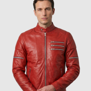Men's Red Biker Leather Jacket – Motorcycle Casual Style