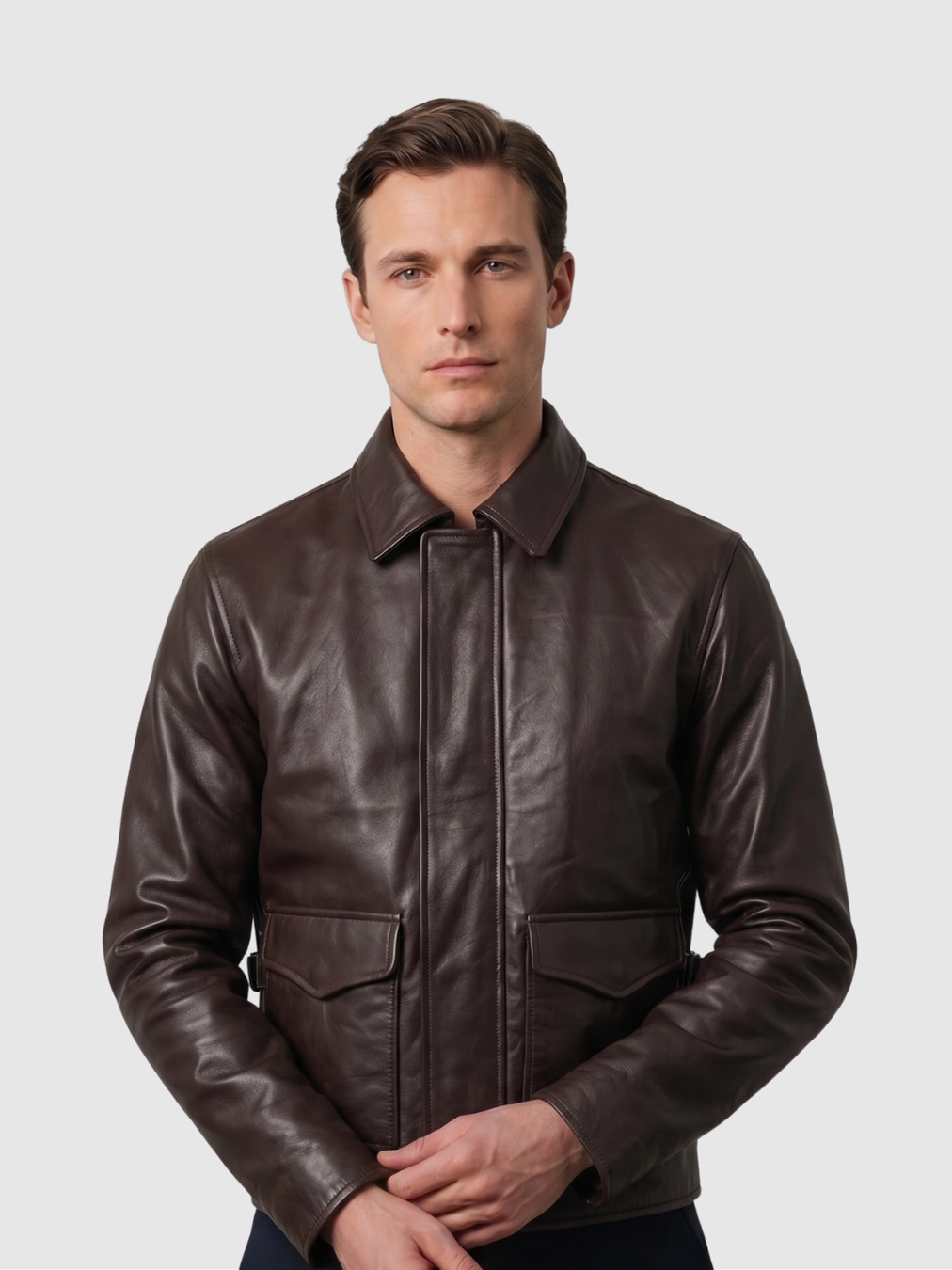 Men's Brown Biker Leather Jacket – Motorcycle Casual Style