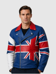 Men's Union Jack Biker Leather Jacket – Motorcycle Casual Style