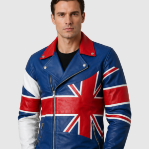 Men's Union Jack Biker Leather Jacket – Motorcycle Casual Style