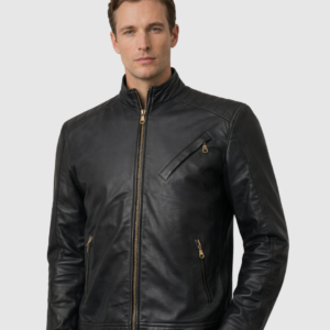 Men's Black Biker Leather Jacket – Motorcycle Casual Style