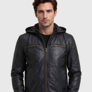 Men's Black Bomber Leather Jacket – Casual Streetwear Style