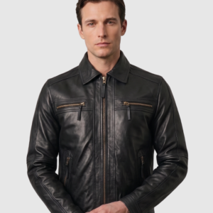 Men's Black Biker Leather Jacket – Motorcycle Casual Style