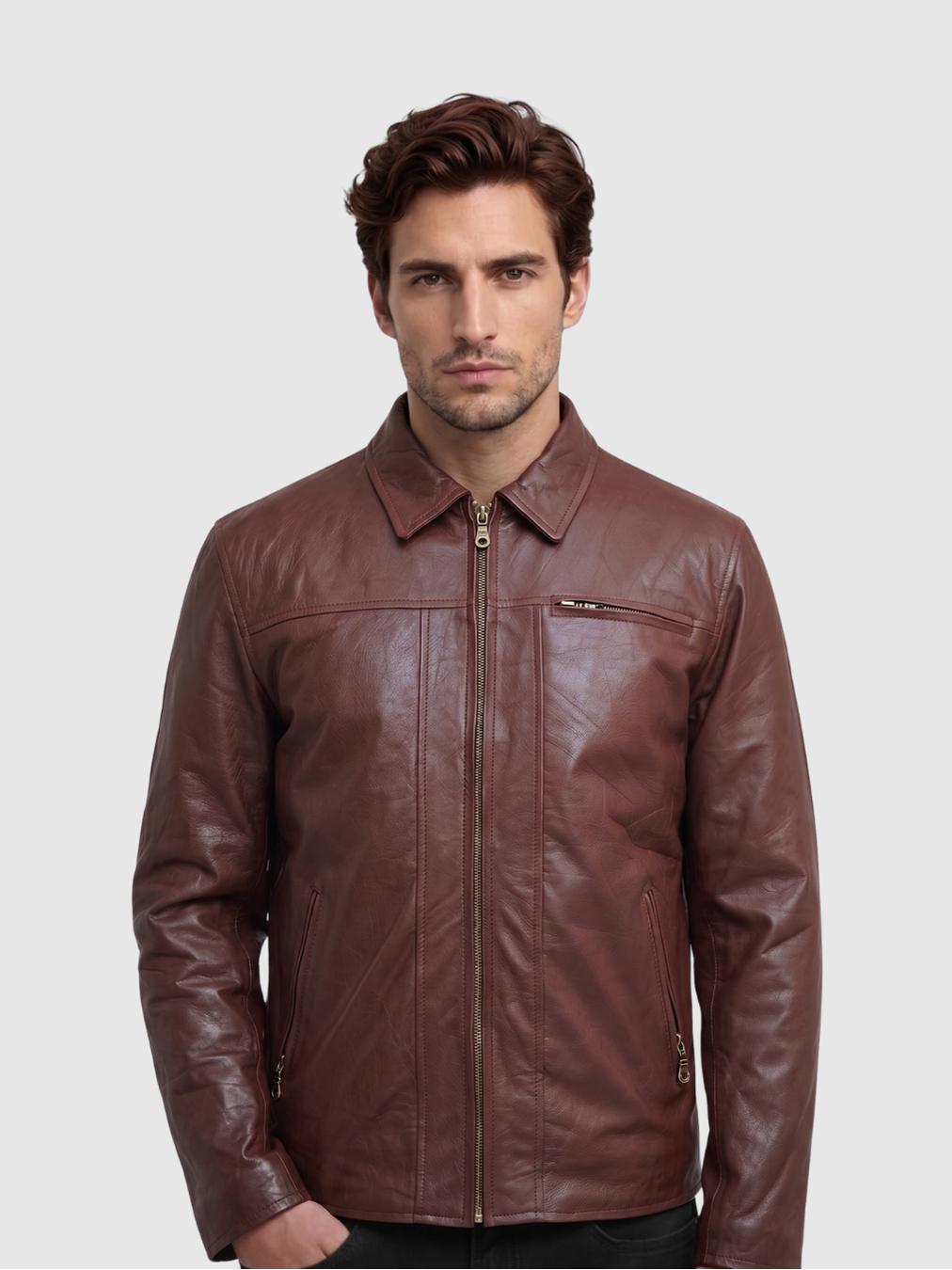 Men's Brown Biker Leather Jacket – Motorcycle Casual Style