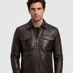 Men's Brown Biker Leather Jacket – Motorcycle Casual Style
