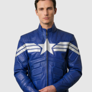 Blue Leather Jacket – Classic Casual Style