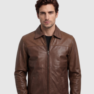 Men's Brown Leather Jacket – Classic Casual Style
