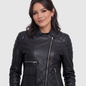 Women's Black Biker Leather Jacket – Motorcycle Casual Style
