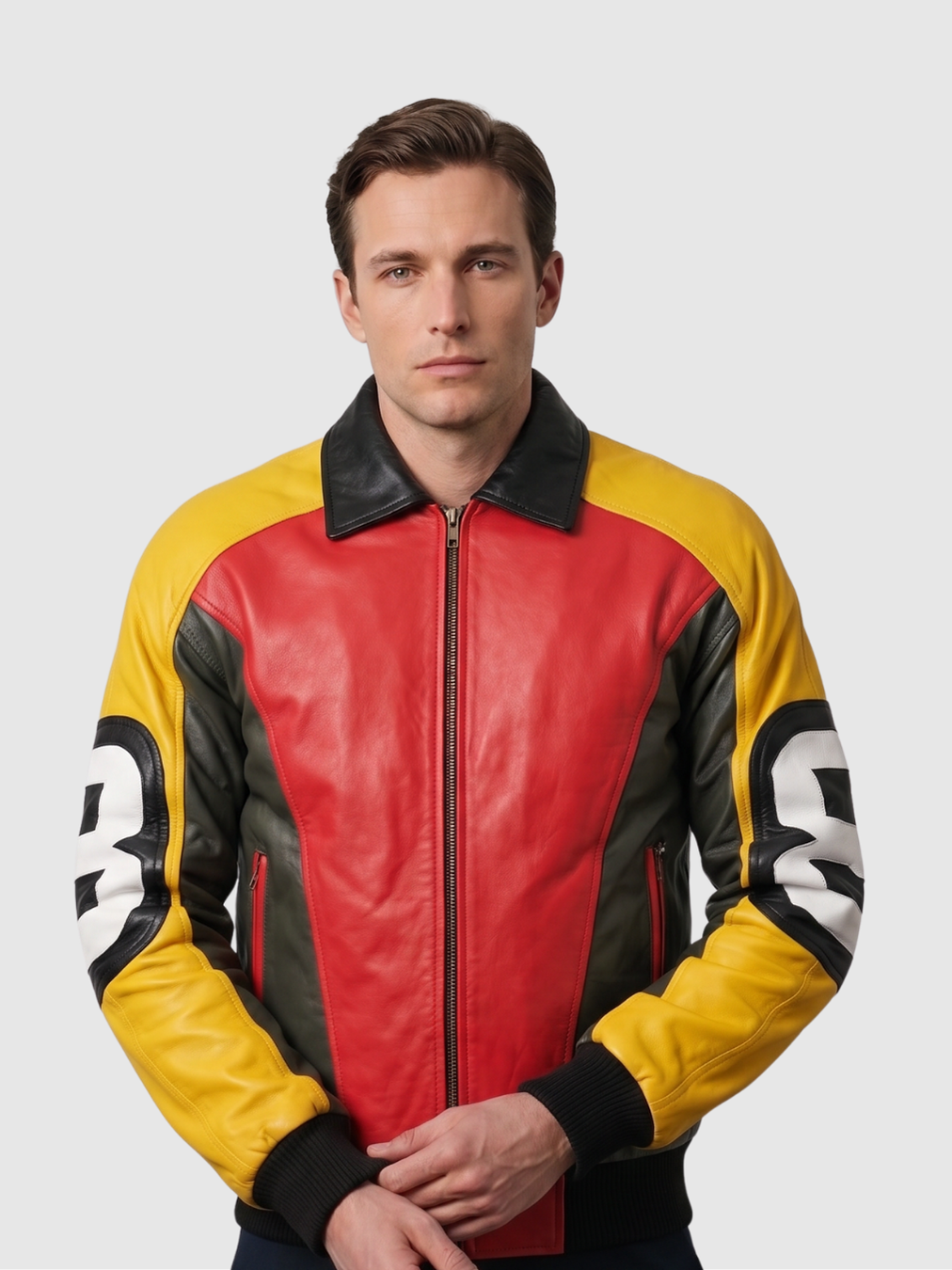 Men's Bomber Leather Jacket – Casual Streetwear Style