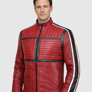Red Biker Leather Jacket – Motorcycle Casual Style