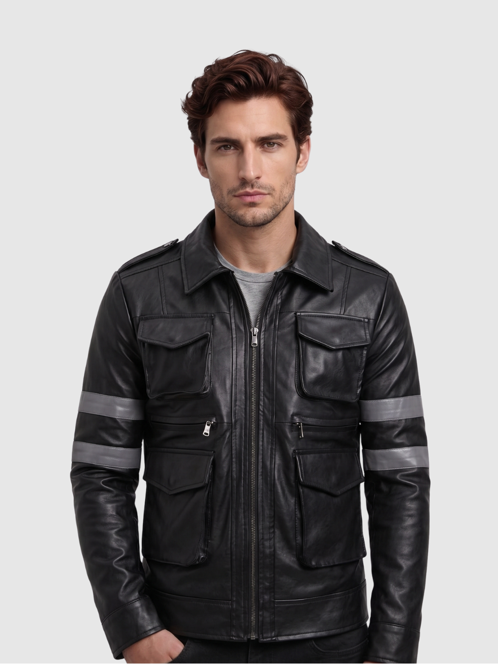Men's Black Leather Jacket – Classic Casual Style