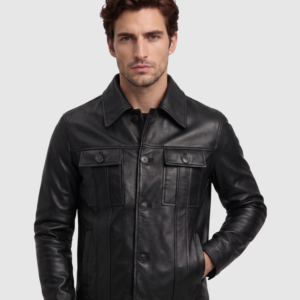 Men's Black Leather Jacket – Classic Casual Style