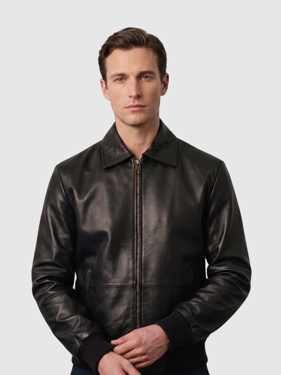 Men's Black Biker Leather Jacket – Motorcycle Casual Style