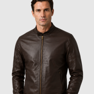 Men's Brown Biker Leather Jacket – Motorcycle Casual Style