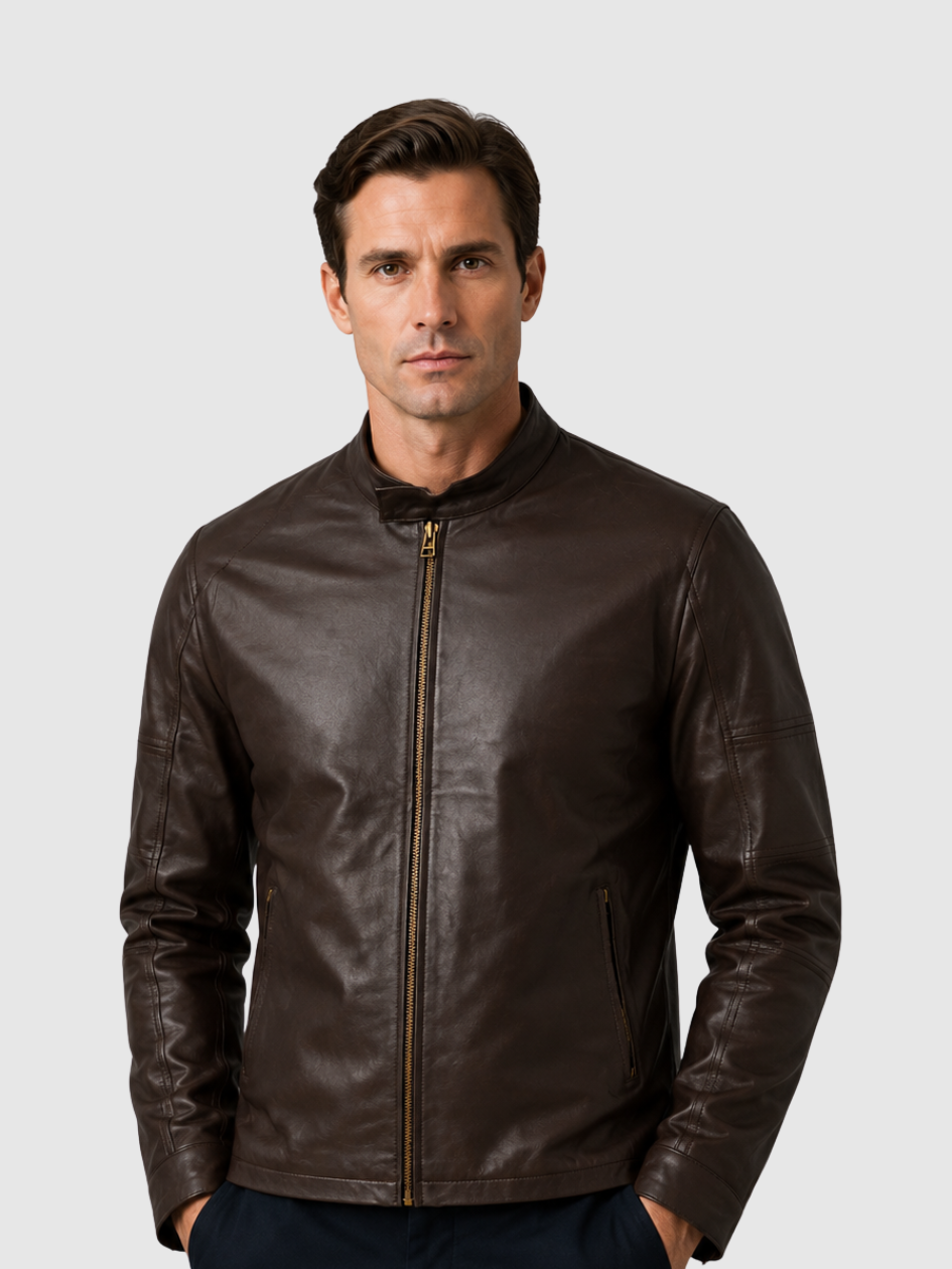 Men's Brown Biker Leather Jacket – Motorcycle Casual Style