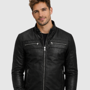 Men's Black Biker Leather Jacket – Motorcycle Casual Style