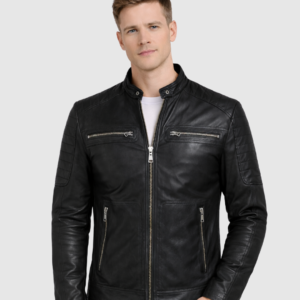 Men's Black Biker Leather Jacket – Motorcycle Casual Style