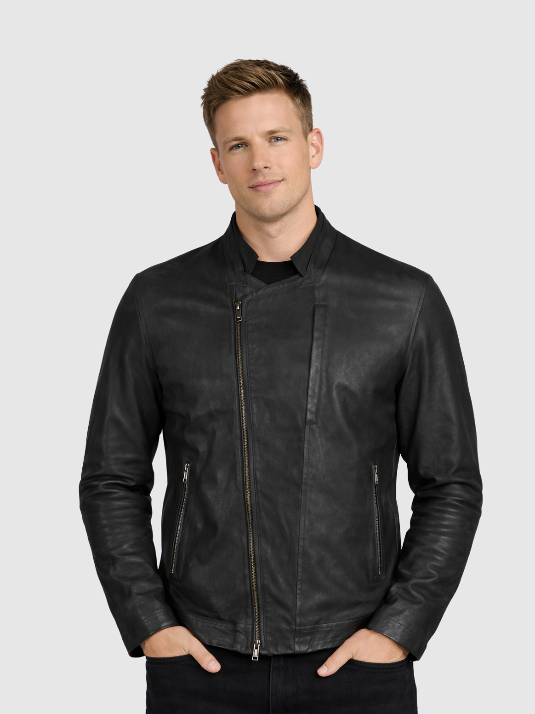 Men's Black Leather Jacket – Classic Casual Style