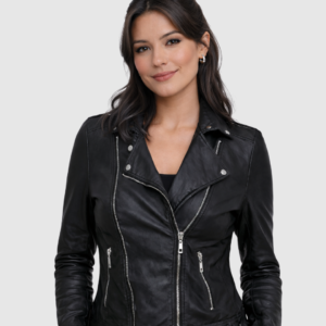 Women's Black Biker Leather Jacket – Motorcycle Casual Style