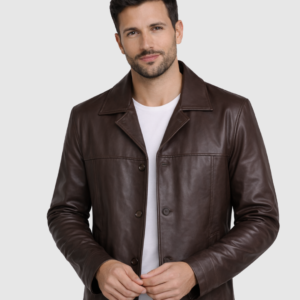 Men's Brown Blazer Leather Jacket – Casual Formal Style