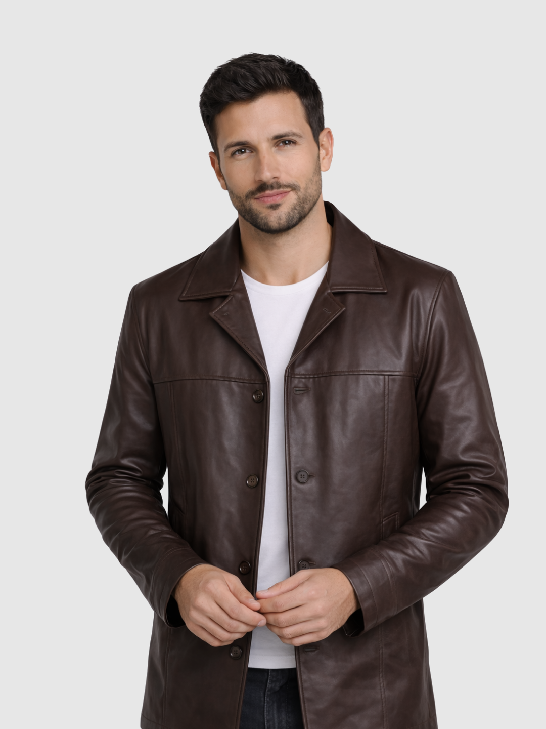 Men's Brown Blazer Leather Jacket – Casual Formal Style