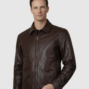 Men's Brown Leather Jacket – Classic Casual Style