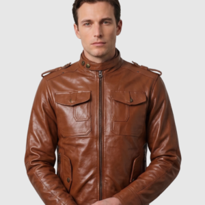 Men's Tan Biker Leather Jacket – Motorcycle Casual Style