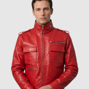 Men's Red Biker Leather Jacket – Motorcycle Casual Style