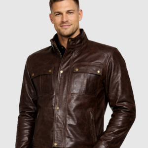 Men's Brown Leather Jacket – Classic Casual Style