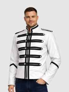 Men's White Biker Leather Jacket – Motorcycle Casual Style