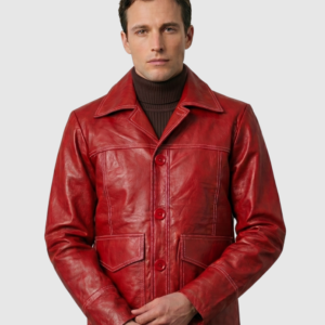 Men's Red Leather Coat – Winter Casual Style