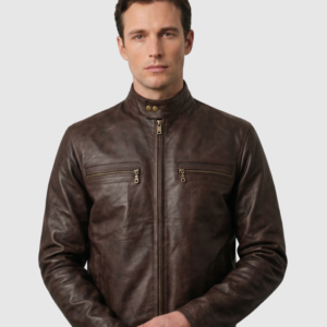 Men's Brown Biker Leather Jacket – Motorcycle Casual Style