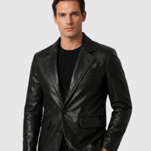 Men's Black Leather Coat – Winter Casual Style