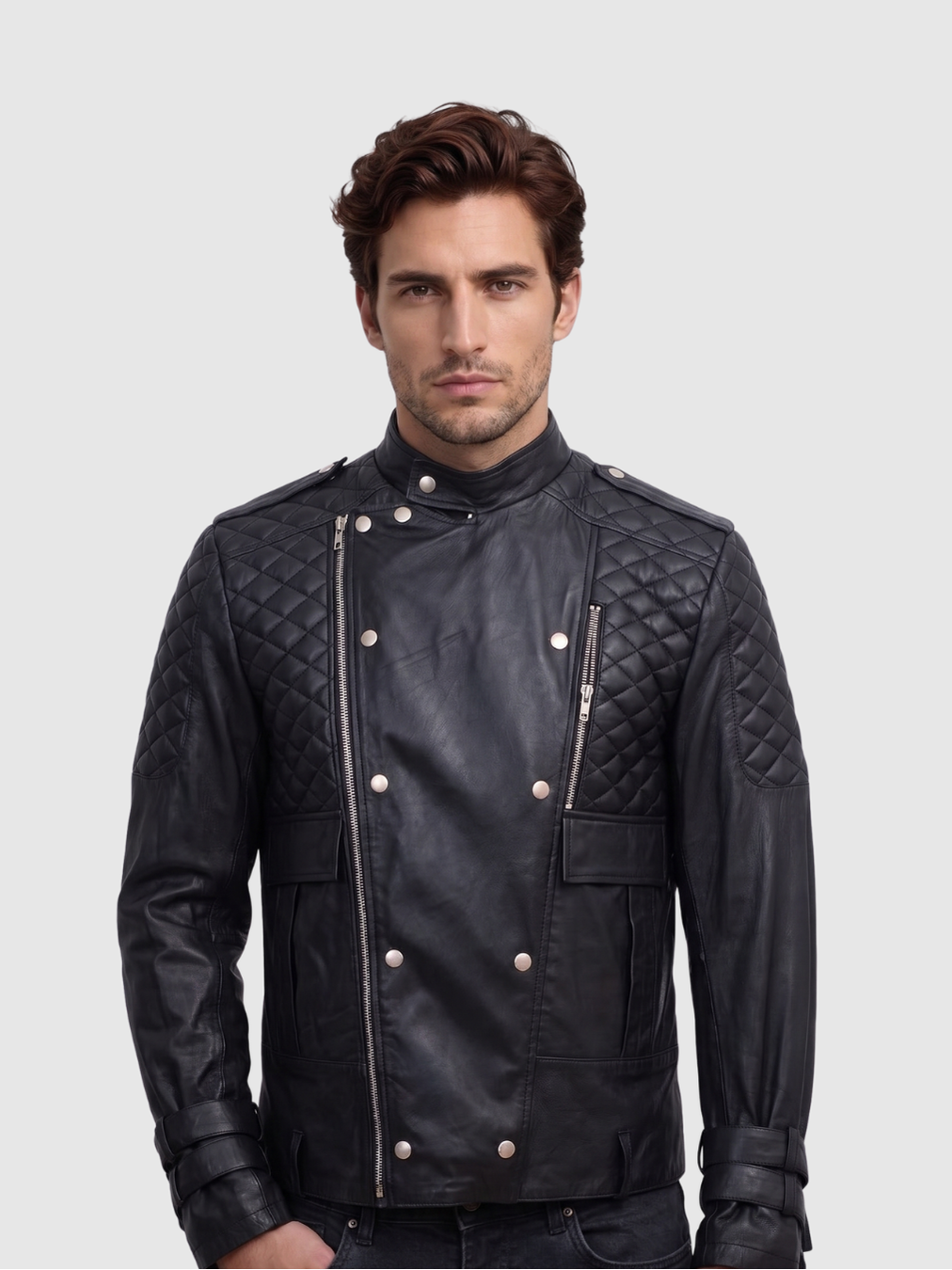 Men's Black Biker Leather Jacket – Motorcycle Casual Style