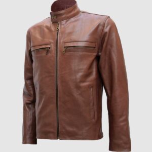 Men's Brown Biker Leather Jacket – Motorcycle Casual Style