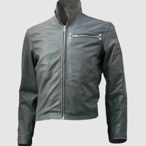 Men's Gray Biker Leather Jacket – Motorcycle Casual Style