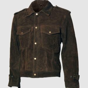 Brown Suede Leather Jacket – Casual Winter Style