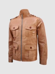 Men's Tan Cafe Racer Leather Jacket – Moto Casual Style